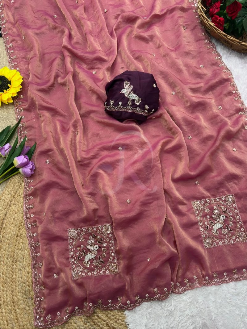 Jk 502 Soft Fabric Embroidery Work Saree